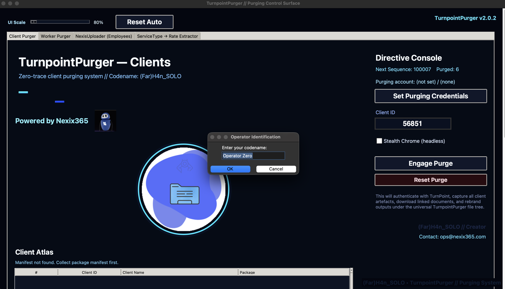 TurnpointPurger client data view